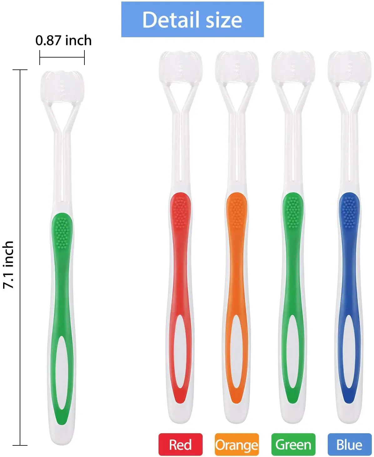 1/4 Pcs 3 Sided Autism Toothbrush 3 Heads Nano Travel Toothbrush Soft/Gentle Complete Teeth and Gum-Care,Interchangeable Head