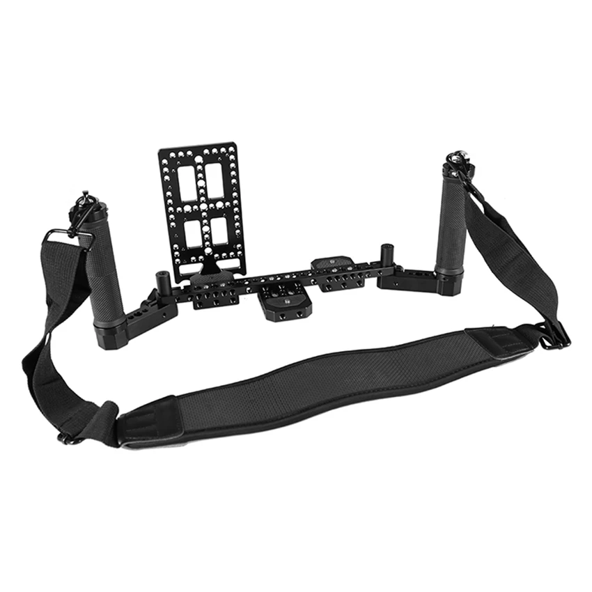 CAMVATE Director’s Monitor Cage Rig With Dual Handle Grip & Adjustable Neck Shoulder Strap & Battery Plate For On-camera Monitor