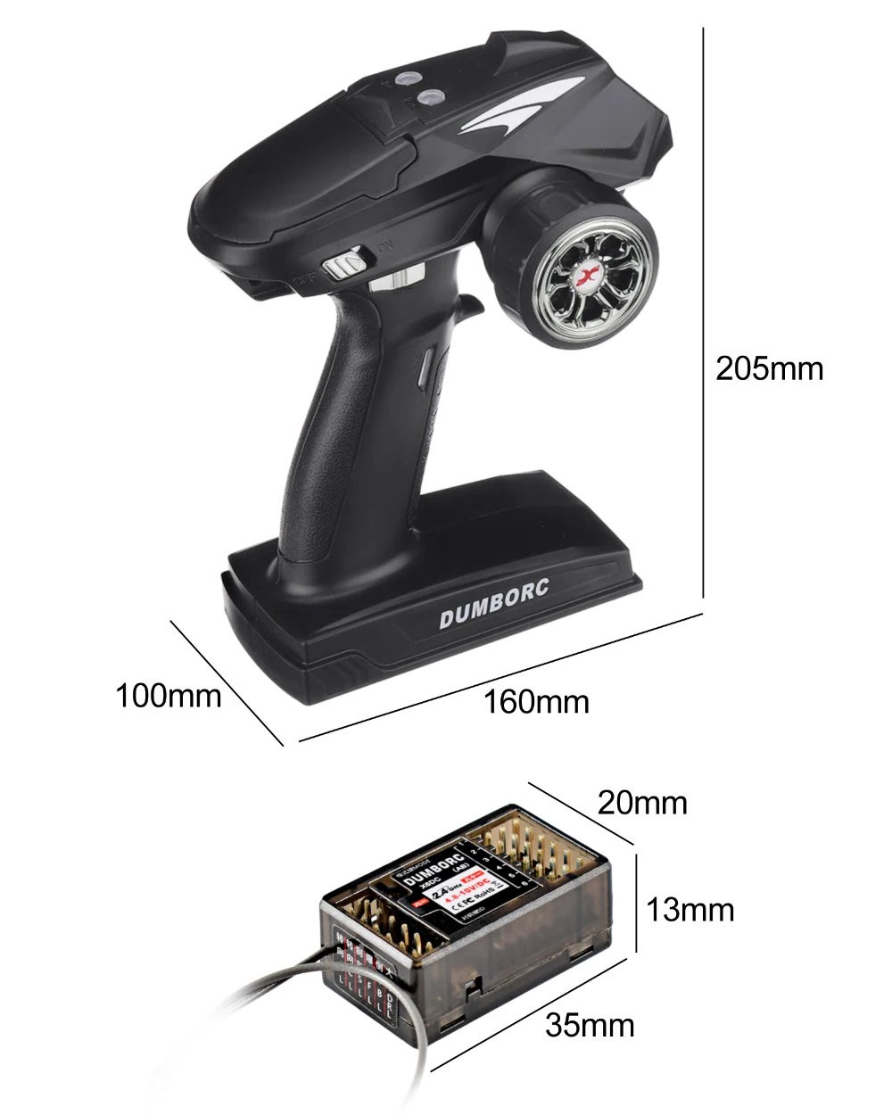 DUMBORC X6P 6CH 2.4G RC Radio Controller Transmitter with X6DC Receiver DC LED Set for RC Car Boat Tank Support DIY