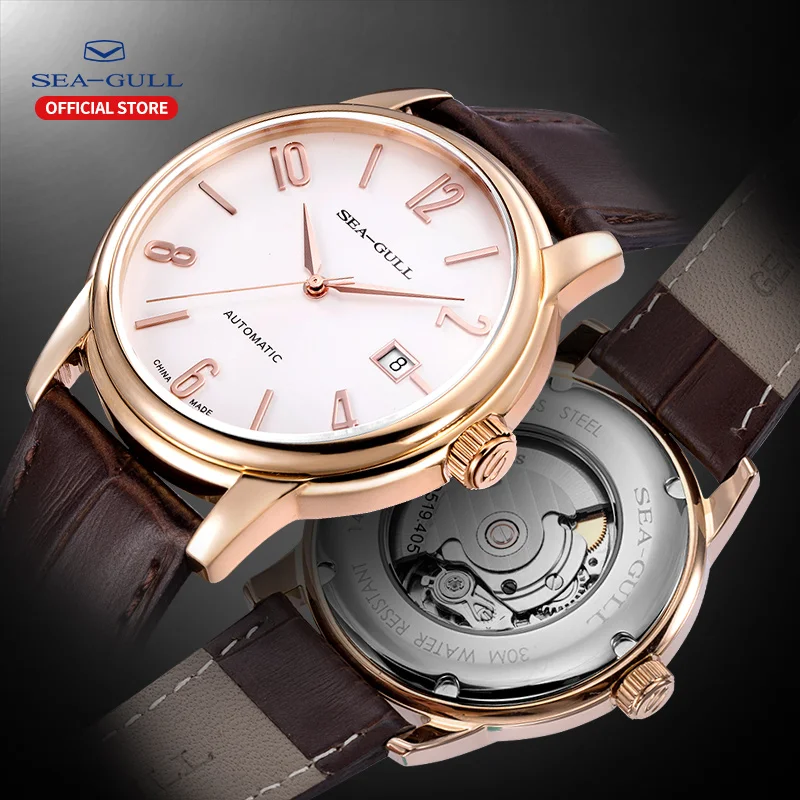 

Seagull watch men's mechanical watch simple business automatic mechanical watch calendar watch belt waterproof watch 819.615