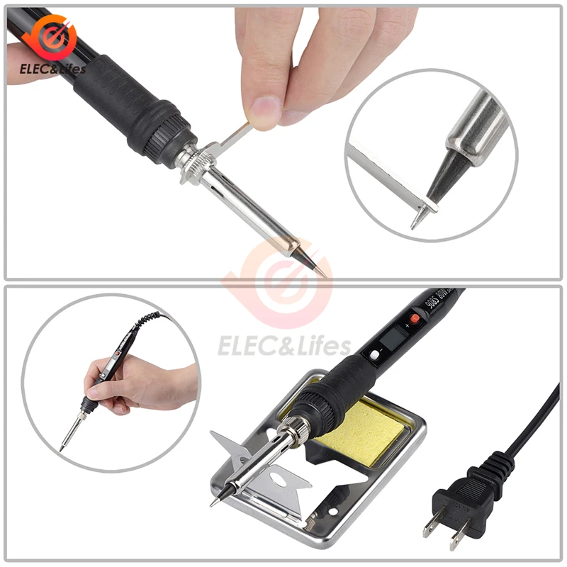 110V 220V 80W Electric Soldering Iron LCD Digital Display Adjustable Temperature Soldering Iron Tips US/EU Welding Solder Tools
