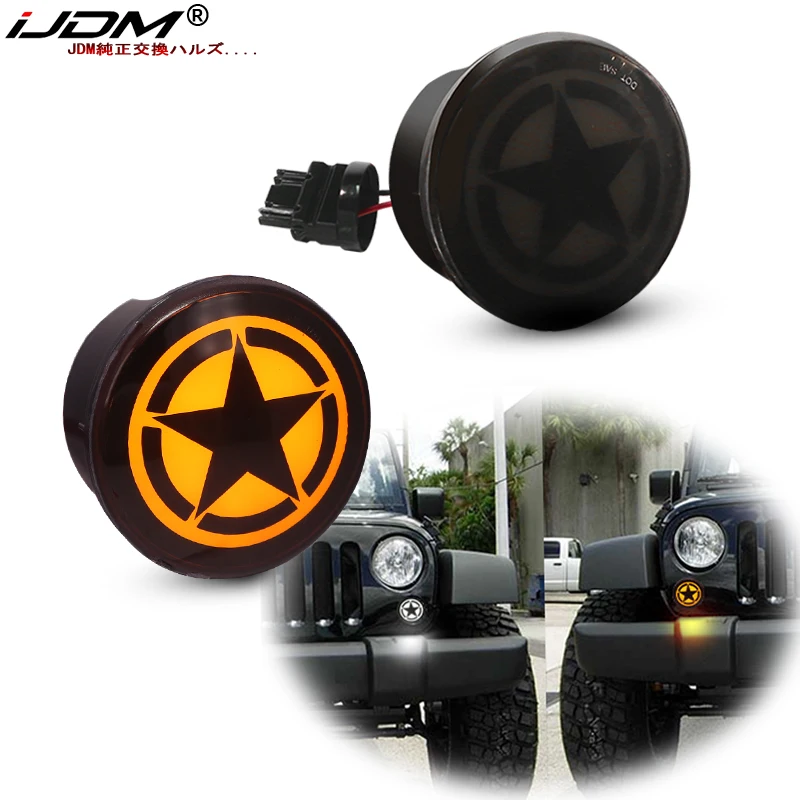 

iJDM Dual-Color White Amber Hooke Road Star Logo LED For 2007-2017 Jeep Wrangler Daytime Running Lights & Turn Signal Lights