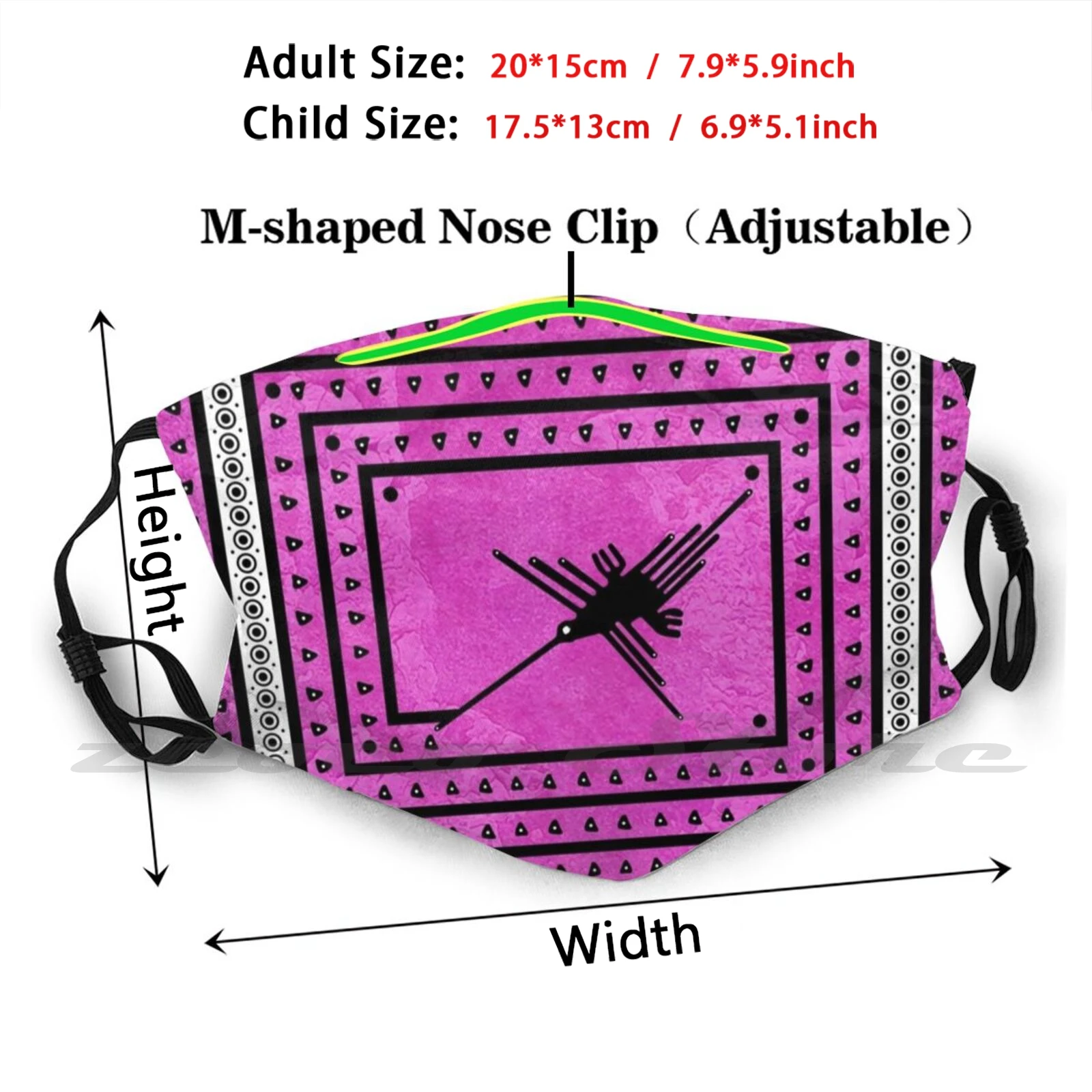 Nazca M1 Mask DIY Washable Filter Pm2.5 Mouth Trending Egyptian Egypt Peru Aztec Mayan Ancient Ancient Pyramid