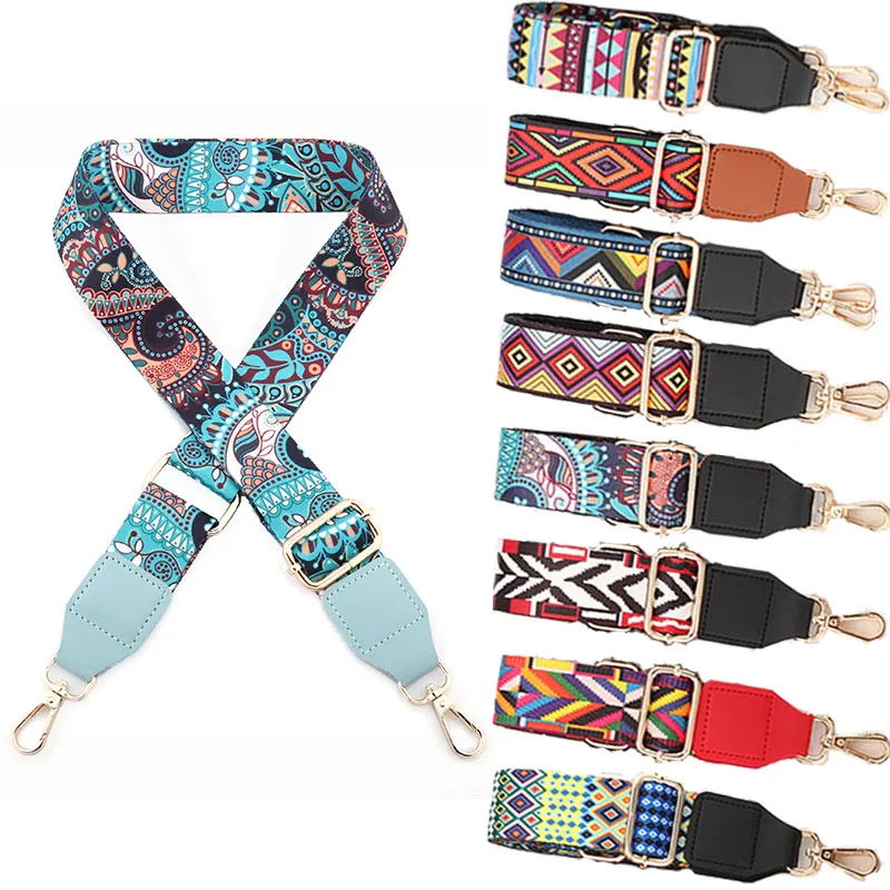 Crossbody bag shoulder strap comfortable widened single shoulder crossbody bag strap ethnic style adjustable shoulder strap