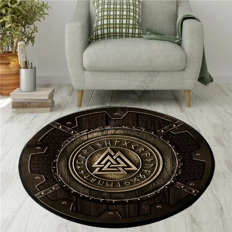 Viking Tattoo Carpet Anti-Skid Round shape Floor Mat 3D Rug Non-slip Mat Dining Living Room Soft Bedroom Carpet 06