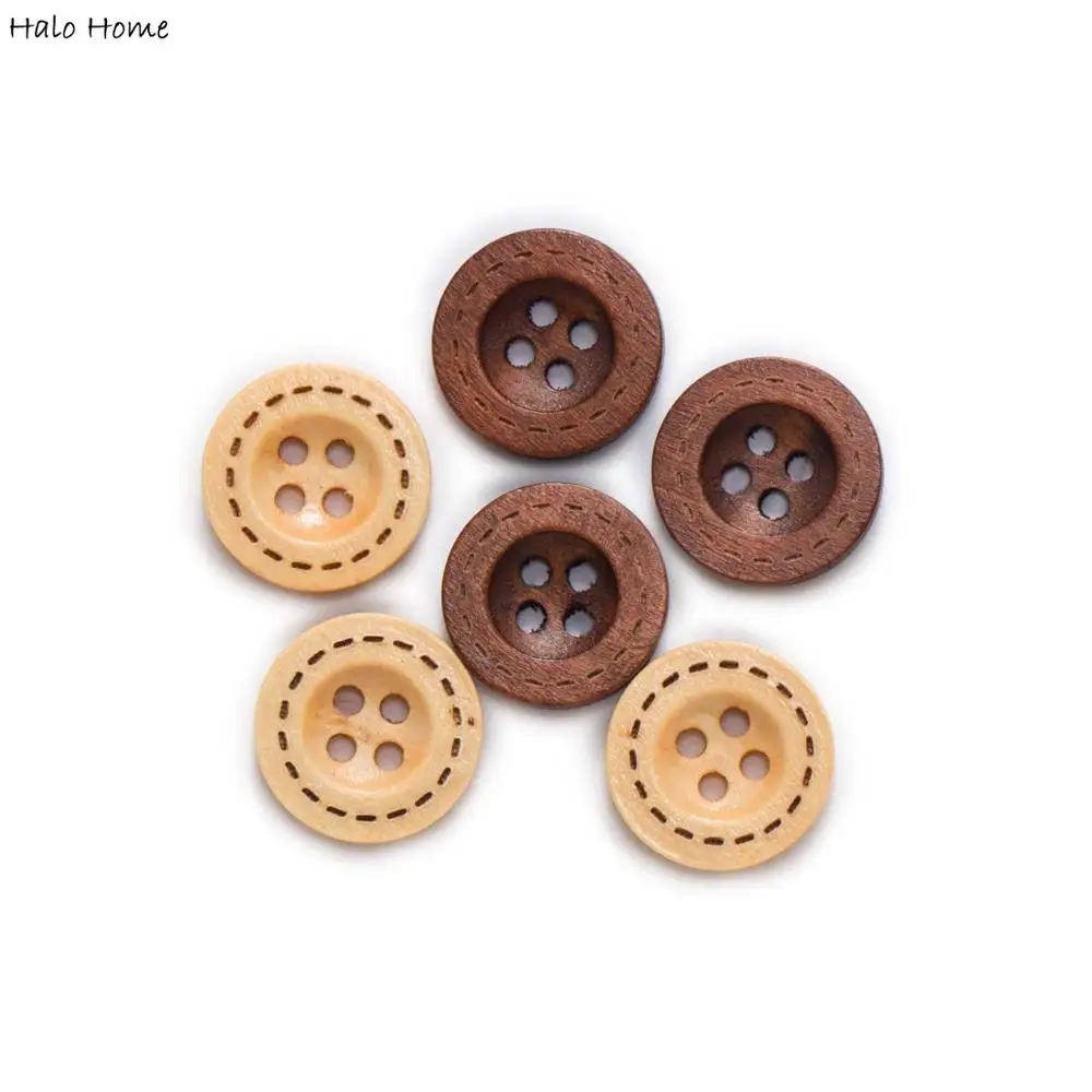 50pcs 4 Hole Wooden Button for Sewing Scrapbooking Clothing Crafts Gift Jacket Blazer Sweaters Handwork Accessories 12.5-18mm