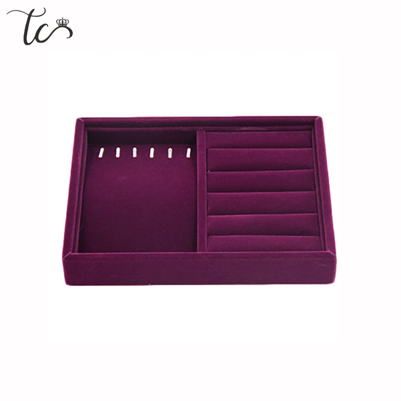 Organizador portátil De terciopelo para exhibición De Joyas, bandeja para anillo, caja para collar, soporte para pendientes, contenedor De Joyas