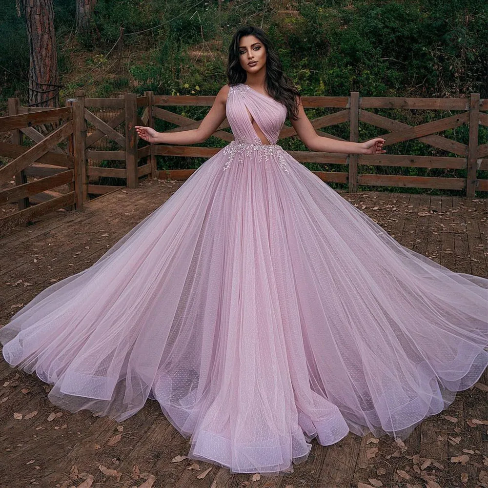 Sevintage ลูกไม้ Appliques ประดับด้วยลูกปัดยาวจุด Tulle Prom Dresses ชุดราตรี Saudi คำชุดดูไบผู้หญิงอย่างเป็นทางการ