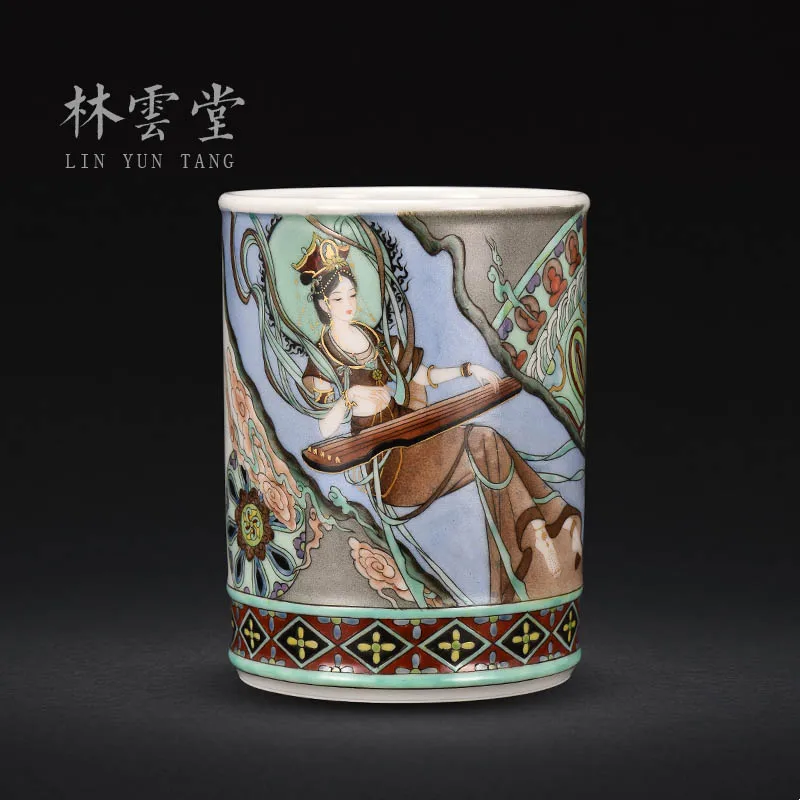 the ancient dunhuang flying characters brush pot four decorative furnishing articles of jingdezhen ceramics by hand