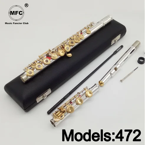 

Music Fancier Club Flute 472 Engraving Hand Carved Keys Gold Plating Flutes B Leg Open Holes 17 Gold Keys