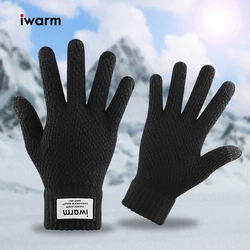 iwarm Winter Male Knitted Gloves Touch Screen High Quality Thicken Warm Wool Cashmere Men Business Gloves