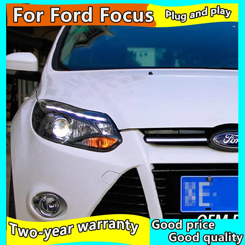 Car Styling for Ford Focus 3 LED Headlight 2012- 2014 for focus ST Style LED DRL H7 Hid Option Angel Eye Bi Xenon Beam