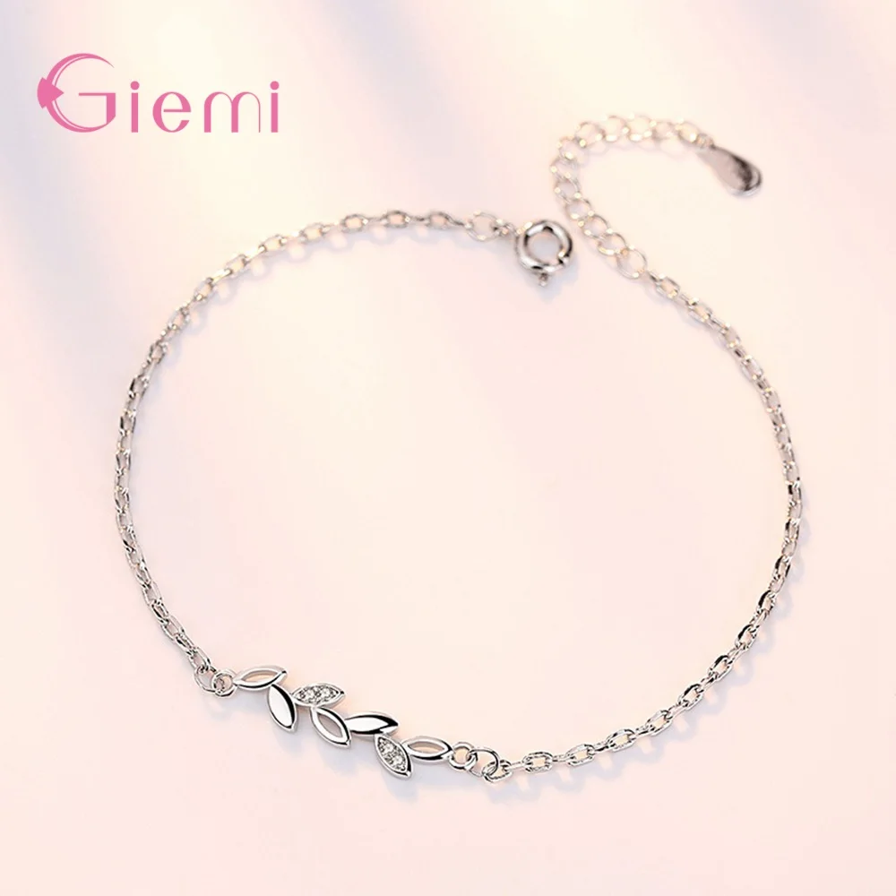 New Statement 925 Sterling Silver Color Bracelets For Women Leaves Branch Design Concise Korean Trend Bracelet Daily Jewelry