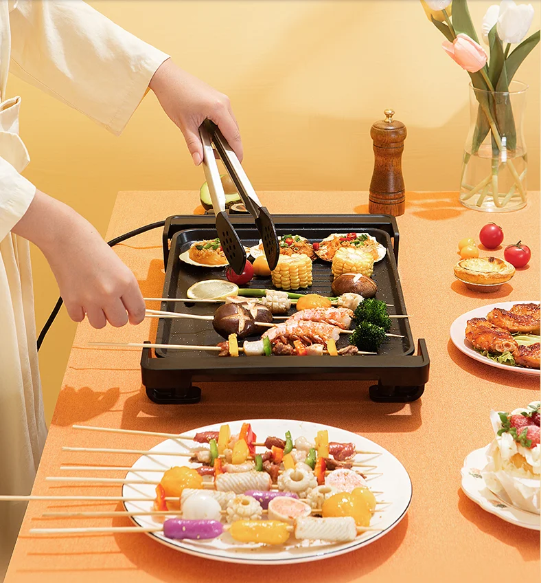 220V Household Electric Grill 1500W Automatic Smokeless Barbecue Machine Non-stick Home Frying Pan