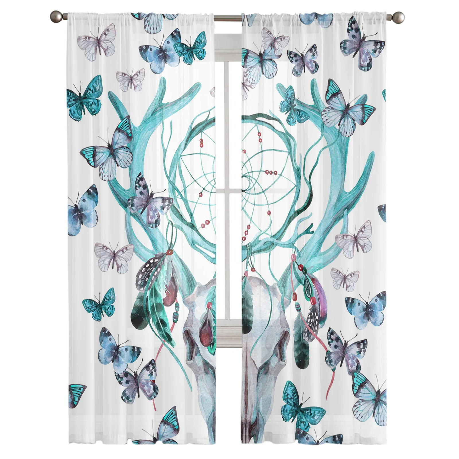 Butterfly Dream Catcher Curtain For Living Room Transparent Tulle Curtains Window Sheer For The Bedroom Accessories Decor