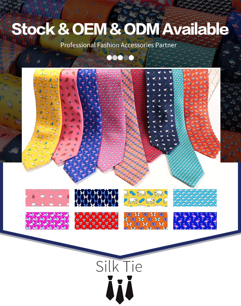Schneider Smith Neue Mode Gedruckt Tier 100% Silk Krawatten Flamingo Hund Schafe Druck Männer Anzug Freizeit Muster Silk Krawatte Krawatte – Detail 1