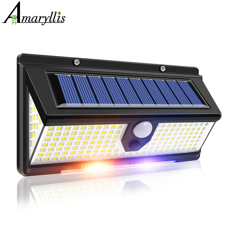 solar led light outdoor garden decoration 190led Lights With 4 working mode IP65 waterproof Solar Motion Sensor Wall Lamps