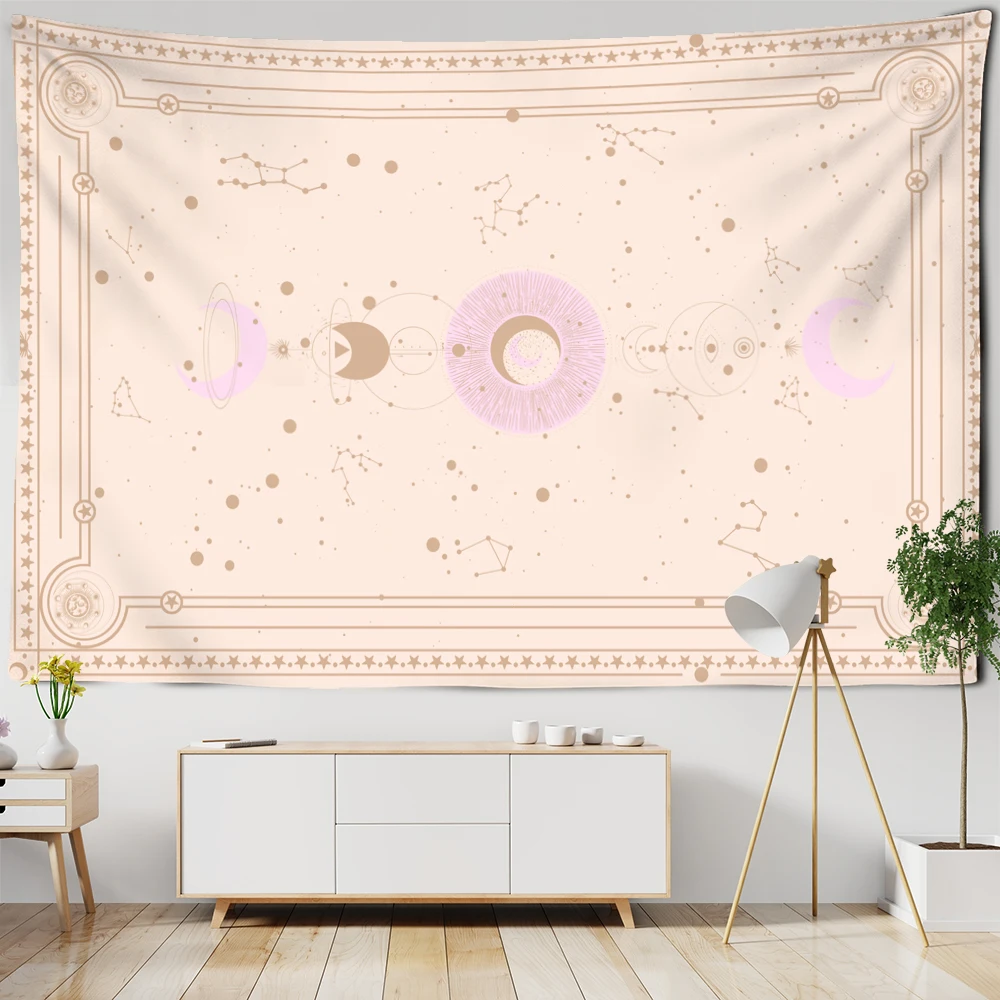 Sun Moon Planet Tarot Tapestry Wall Mount Tapiz Witchcraft Psychedelic Dormitory Bedroom Artist Home Decor