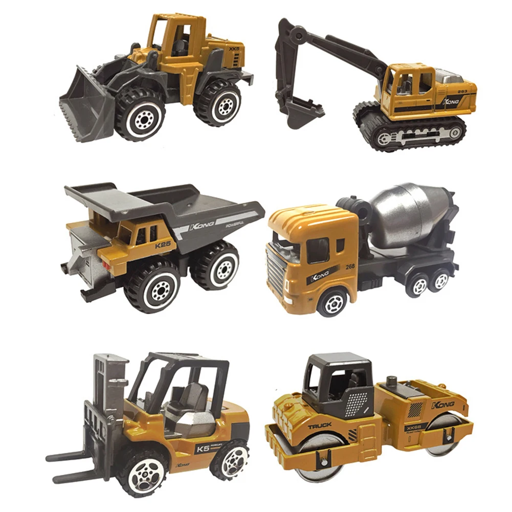 4PCS 1/64 Diecast Alloy Engineering Vehicle Excavator Truck Model Car Collections Classic Educational Toys Children Toys for Boy