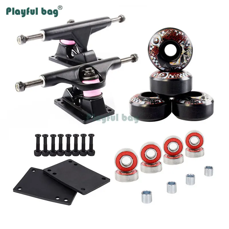 

Playful Bag Double rocker skateboard wheels Trucks set Professional skateboard bridge full set Skating sport accessory AMB80