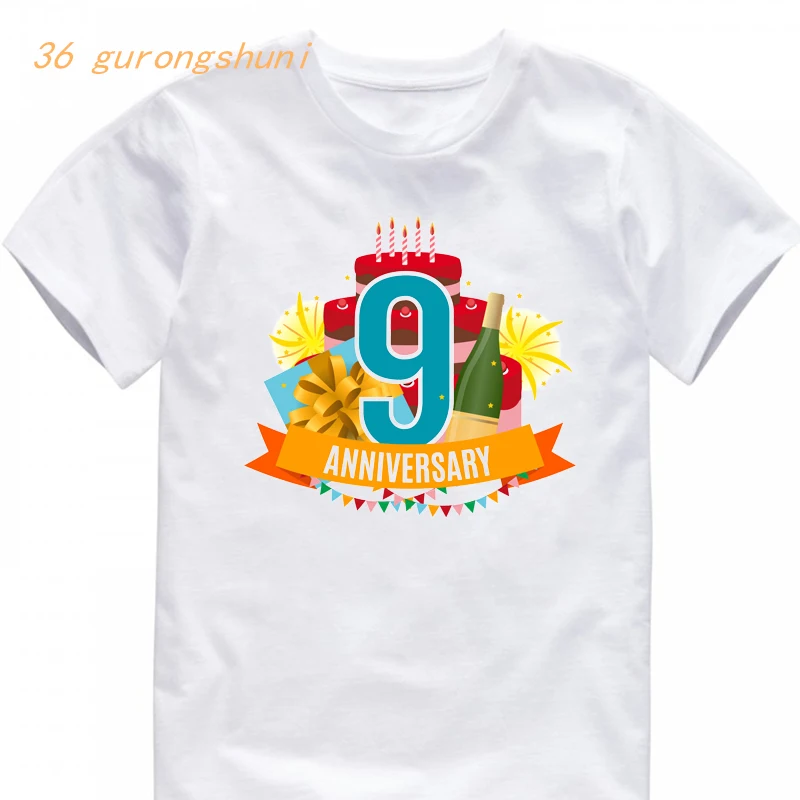 

Cartoon Kids T Shirt for Boys 9th Birthday Girls Clothes Tshirt Girl Number 9rd Graphic Tee Kawaii Children Clothing T-shirt