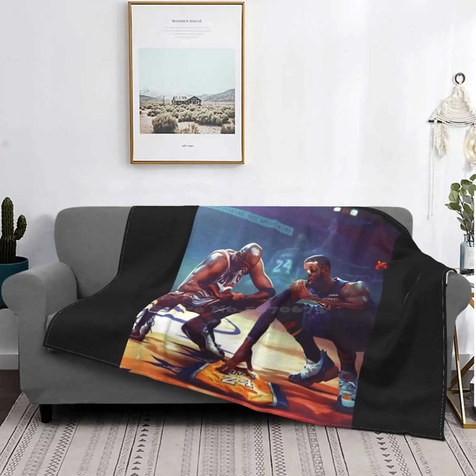 Michael And Lbj In Honor Of A Legend Shaggy Throw Soft Blanket Sofa / Bed / Travel Love Gifts Michael Lbj Early 2000s Hiphop Rap