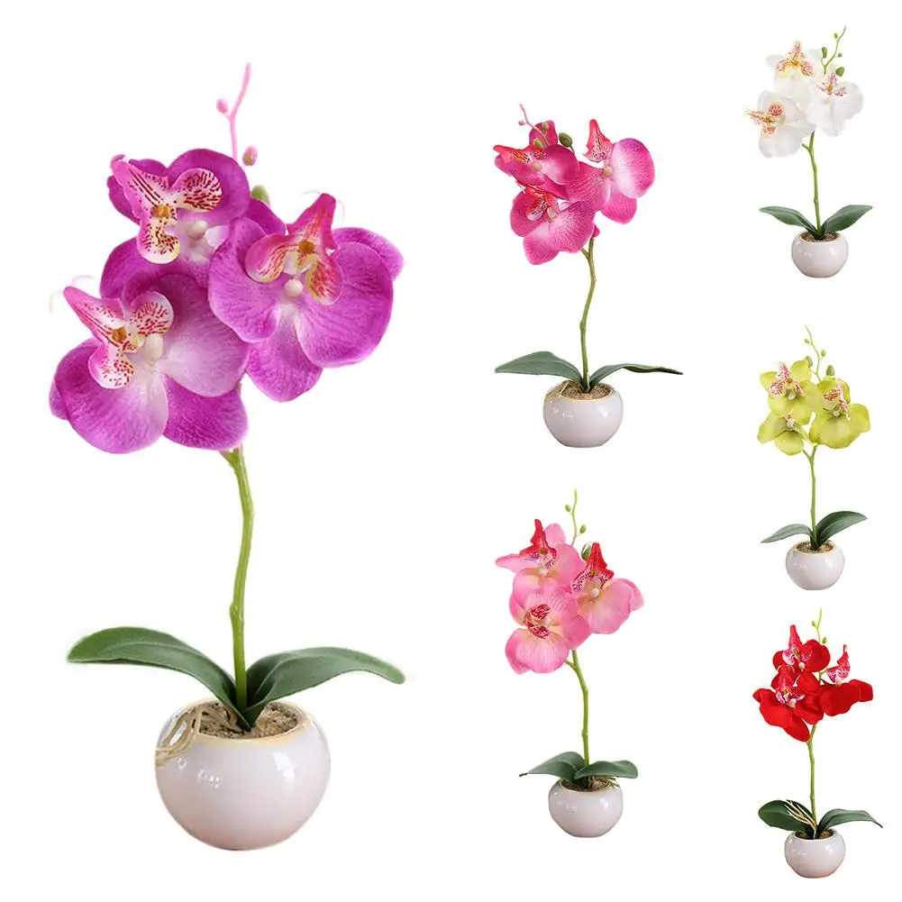 

HOT SALES！！！New Arrival 1Pc Potted Artificial Butterfly Orchid Flower Stage Garden Wedding Party Decor Wholesale Dropshipping