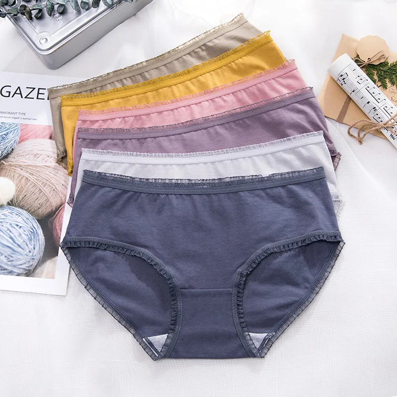 New Style 5pcs/lot New Ladies Briefs Sexy Low-waist Panties Cotton Women\'s Bow-knot Underwear AM814