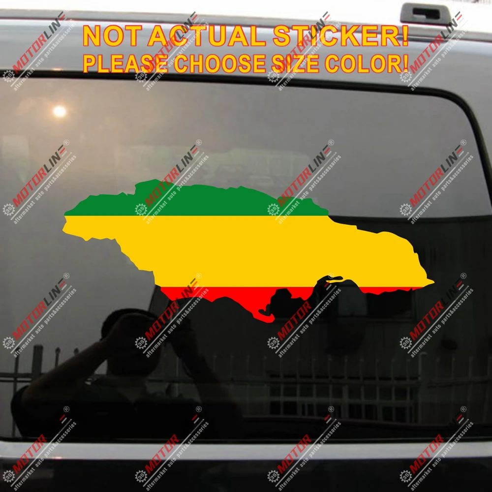 Jamaica Map Rasta Rastafari Flag Decal Sticker Car Vinyl  Ethiopia pick size