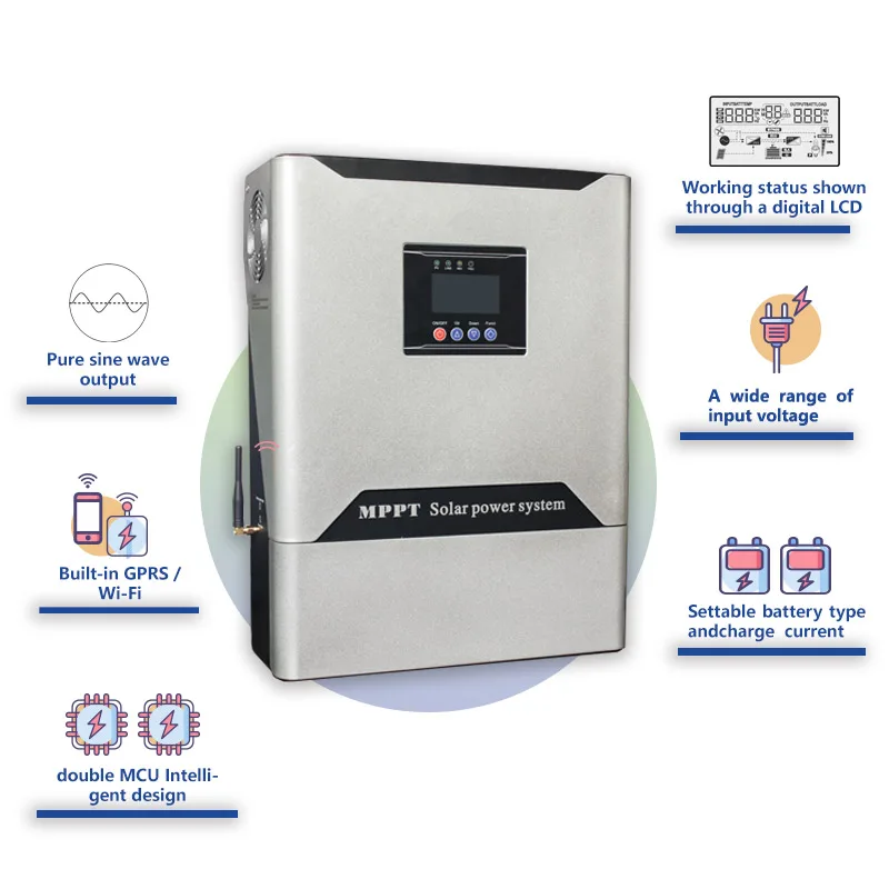 2000W Hybrid Solar Inverter With Built-in GPRS / WIFI Network Module