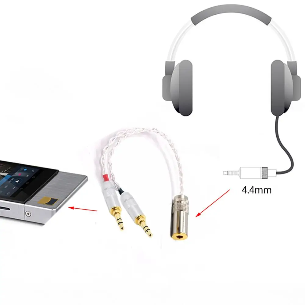 Haldane 10ซม.7N OCC ชุบเงิน2X3.5มม.ชาย4.4มม.Balanced สายอะแดปเตอร์เสียงหญิงสำหรับ PHA-3 Pono Player