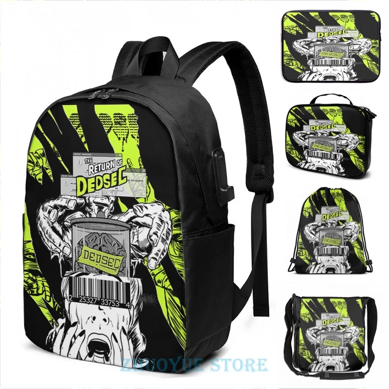 Funny Graphic print Dedsec Shirt Design 1 USB Charge Backpack men School bags Women bag Travel laptop bag