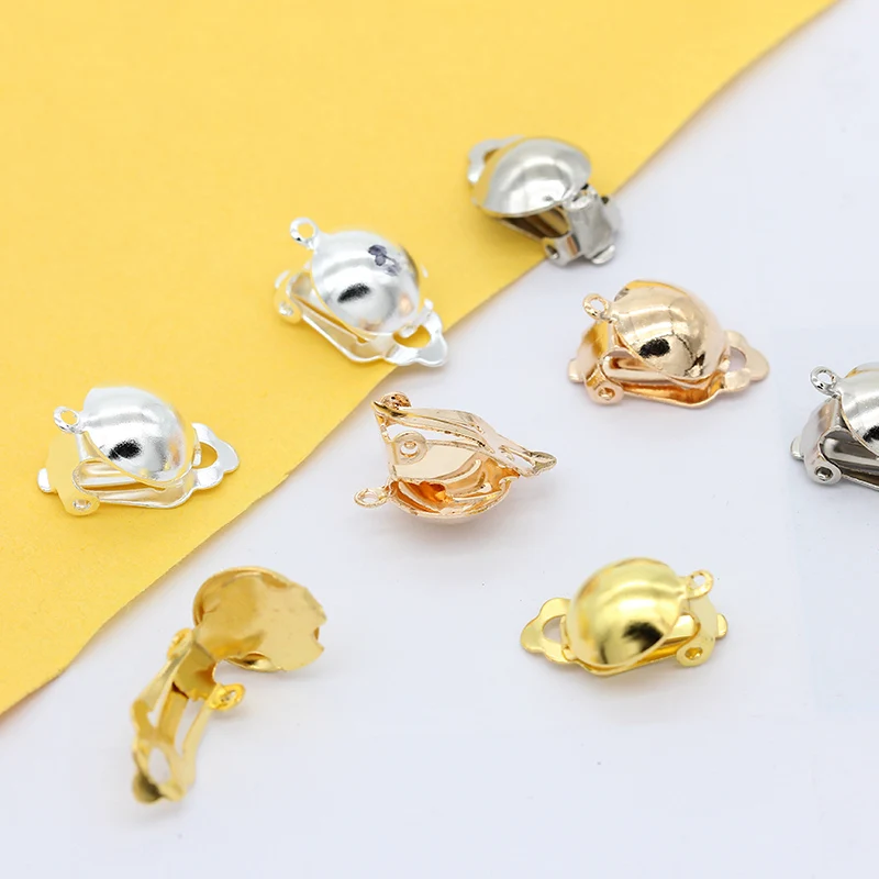 20p 10x20mm Silver gold plated Dome Base Blank Ear clips Converters Non-Pierced Clip On Earrings Findings jewelry design Buckle