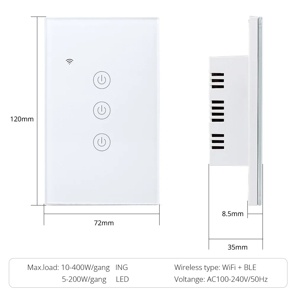 Zemismart US Tuya WiFi Light Switch Neutral Optional Wire 1 2 3 Gang  Alexa Google Home Assistant Smart Life Control 100v 240V