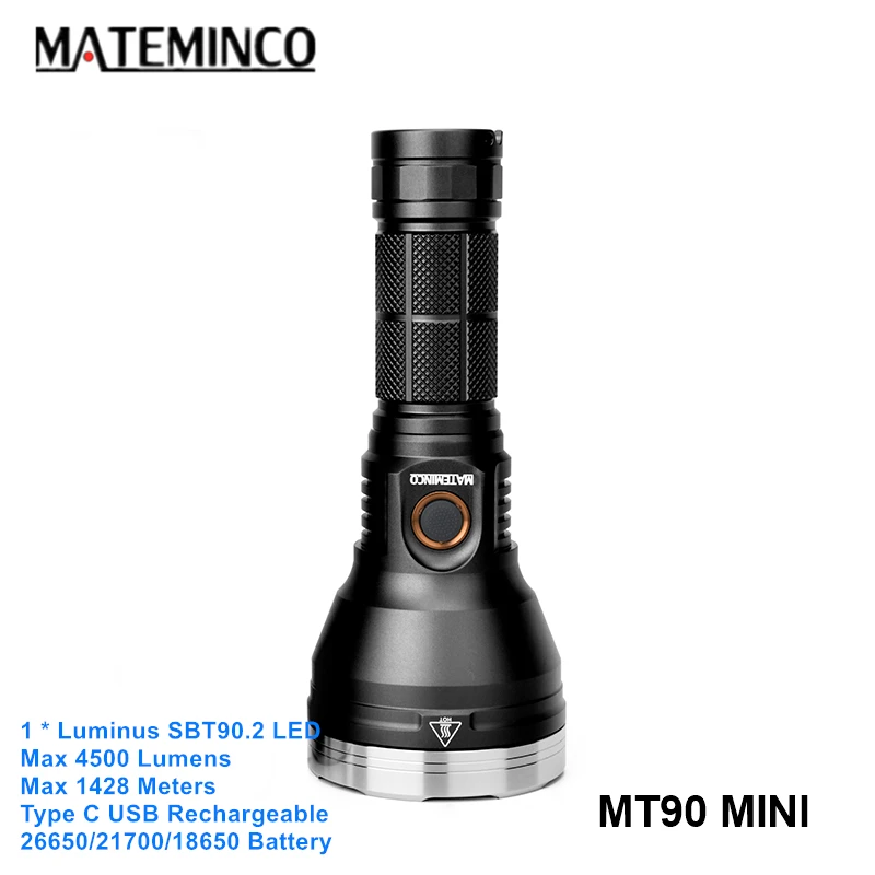 Mateminco MT90 Mini Powerful SBT90.2 LED 18650 Rechargeable Torch Lantern Type C USB 1400 Meters Long Range Camping Flashlight