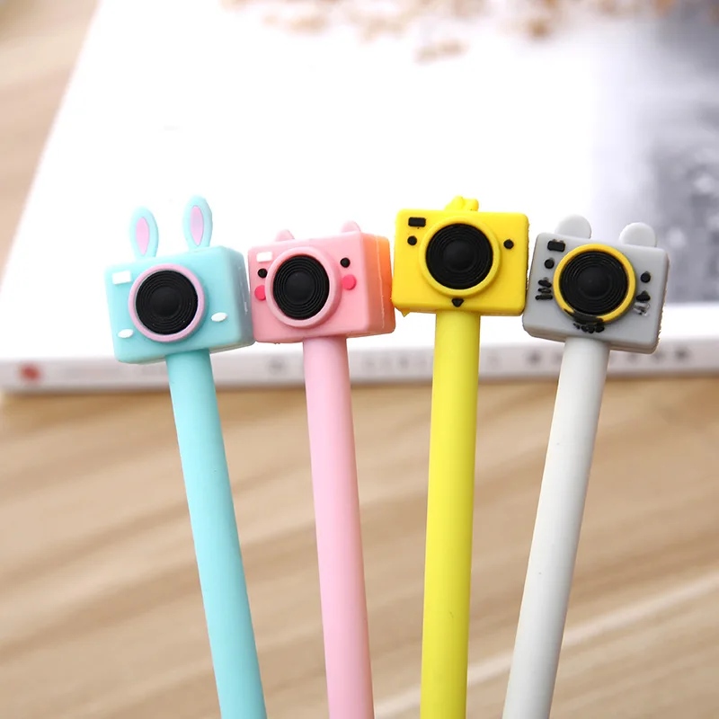 24 Pcs Student Gifts Cute Retro Card Camera Learning Stationery Black Gel Office Pens for School Escolar Material Escolar