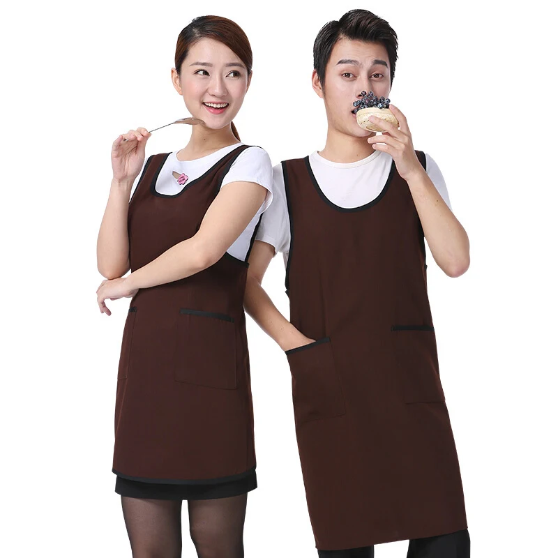 Women Men Waiter Flower Coffee Tea Shop Cleaning Work Kitchen Apron Long With Pockets Adult Cooking BBQ Baking Aprons Dress Bib