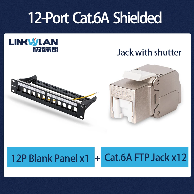 10 inch 12-Port Modular Patch Panel 12port Blank Patch Panel Included 12pcs of Keystone Jacks or Keystone Adapters