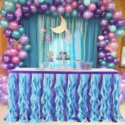 Round Table Skirts for Wedding Decor Tulle Tutu Banquet Table Skirt Mermaid Birthday Party Decor for Kids Cloth Table Skirting