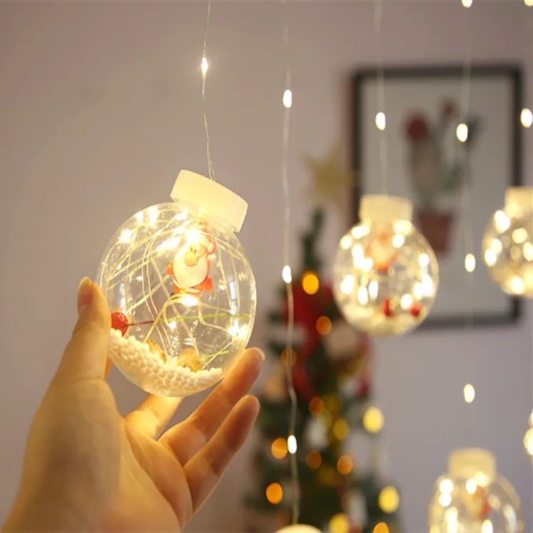 Cortina de luz LED para decoración del hogar, Bola de luz de Papá Noel, Navidad, Año Nuevo, 2022