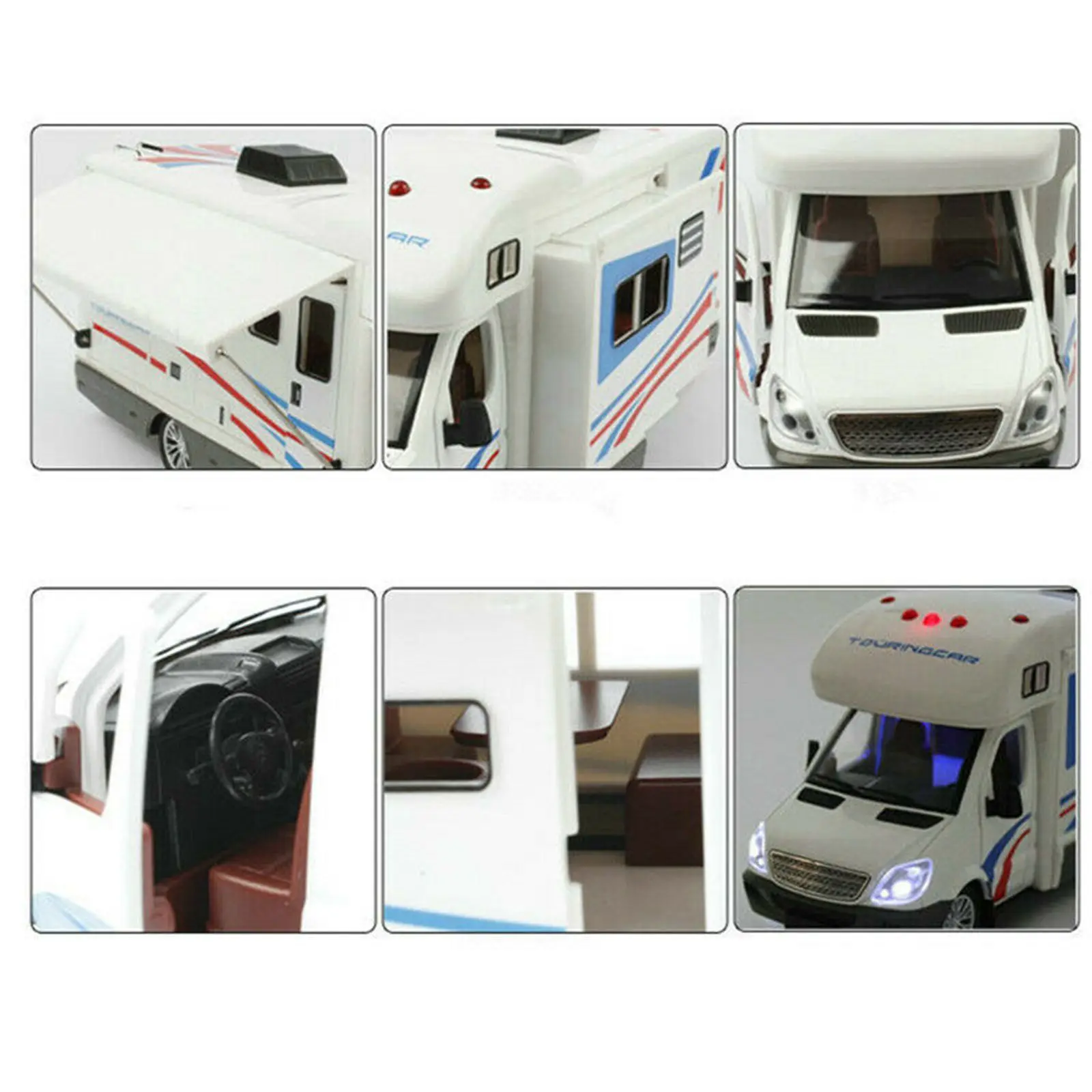 1:32 Scale Sprinter Luxury Motorhome Recreational Vehicle RV Trailer Caravan Alloy Metal Diecast Car Model Babys Toys Collection