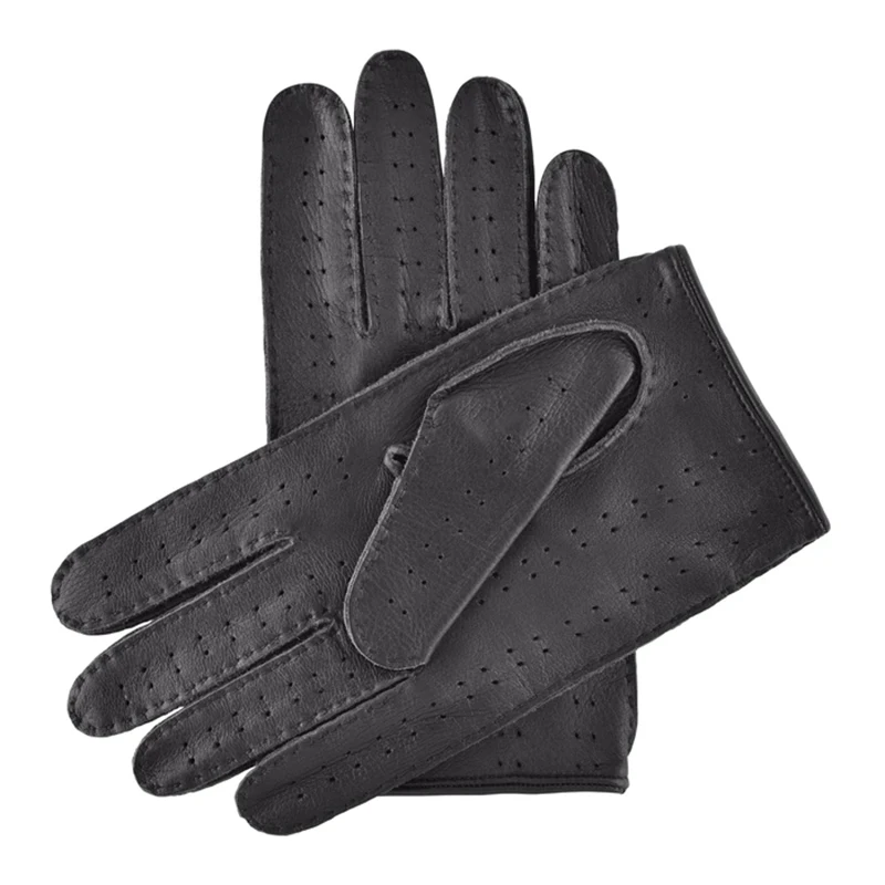 Genuine Leather Locomotive Gloves Male Classic Driver Youth Black Motorcycle Bike Five Finger Men Goatskin Driving Gloves TB15-B