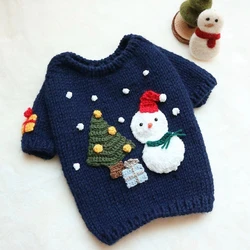 Welpen-Weihnachtspullover, Haustier-Strickpullover, Pommerschen, warme Kleidung, Teddy, Herbst- und Winterkleidung, weiche zweibeinige Bichon-Kleidung