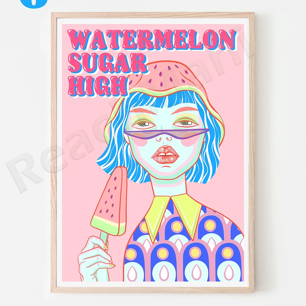 طباعة كلمات "سكر البطيخ" • 6 ألوان غير مؤطرة • ملصق فني غنائي للموسيقى التوضيحية #4