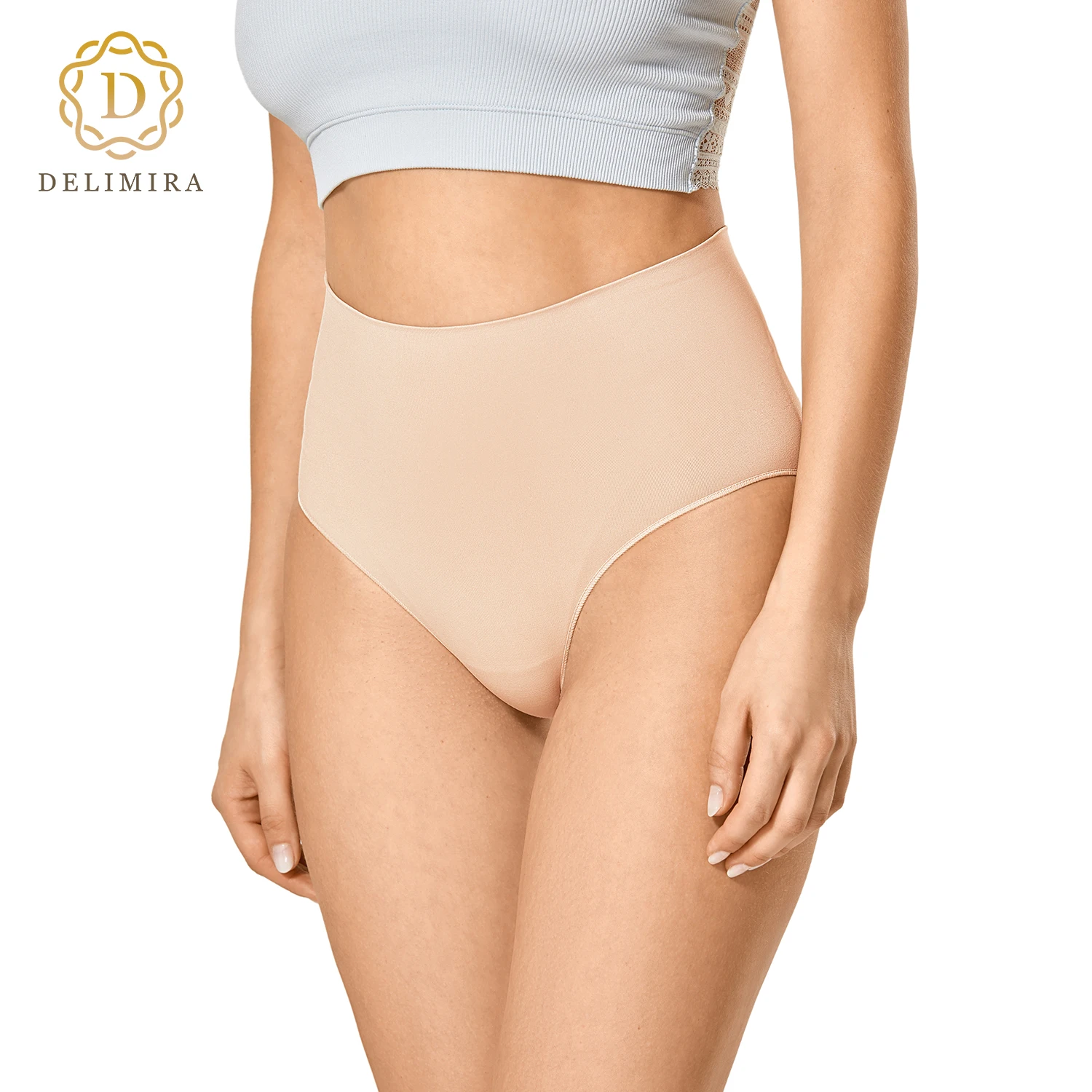 DELIMIRA Women\'s Tummy Control Panties Seamless Plus Size Shapewear High-Waist Lightweight Breathable