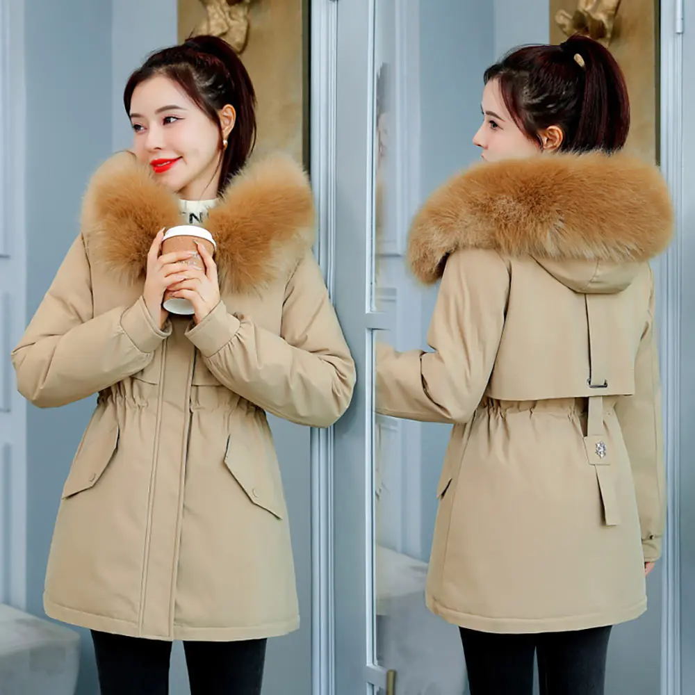 Vielleicht New Arrival Fashion Slim Women Winter Jacket Cotton Padded Warm Thicken Ladies Coat Fur Liner Parkas Womens Jackets