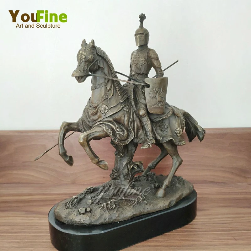 Bronze Art Sculpture Western Viking Knight Warrior Bronze Statue Great Viking on Horse Sculpture For Home Hotel Decor Ornament