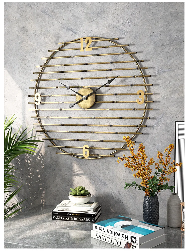 Creative fashion wall clocks living room home clock simple sofa background retro wall wall hanging simple clocks