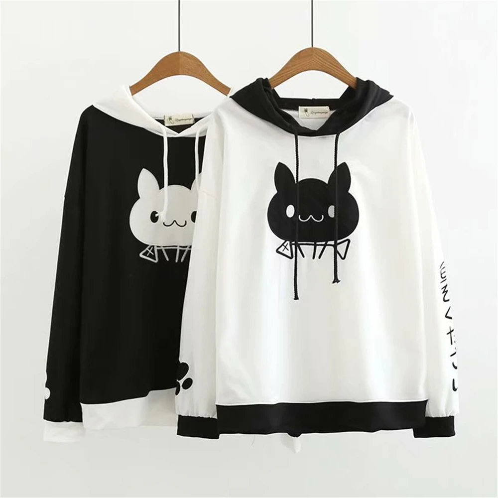 

Women Hoodies For Teen Girls Animals Cat Cropped Sweatshirt Children Outwear Anime Hoody Summer Hooded Teenager Pullover Shirts