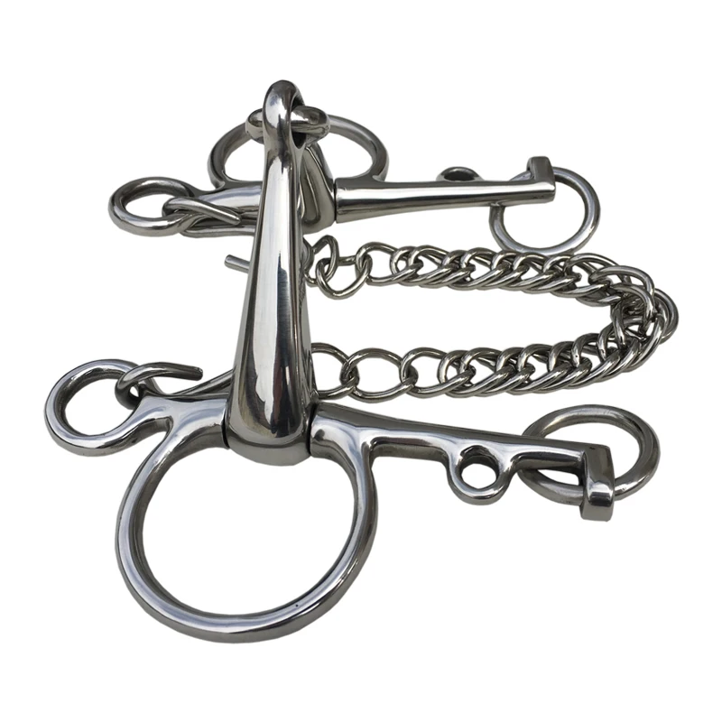 Stainless Steel Long Pelham Bit With Curb Chain Horse Equipment Horseback Riding 13.5mm